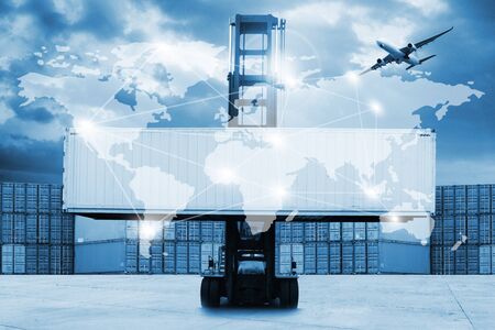 logistics  background or transportation Industry or shipping business, Container Cargo  shipment , truck delivery, airplane , import export Conceptの写真素材