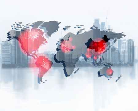 World map of Coronavirus (Covid-19), scan countries with Covid-19, Covid 19 map confirmed cases report worldwide globally. Coronavirus disease 2019 situation update worldwide coronavirus spreadの写真素材
