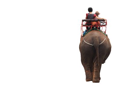 travel concept , people ride elephant , clipping path included.の写真素材