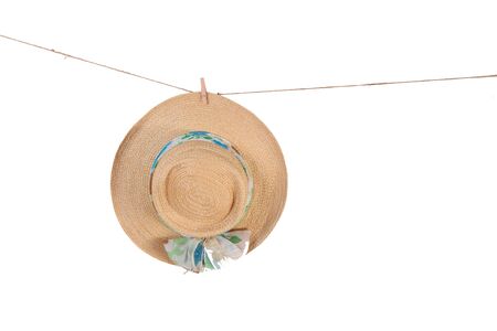 travel concept , summer hat  isolated on white background, clipping path included.の写真素材