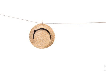 travel concept , summer hat  isolated on white background, clipping path included.の写真素材