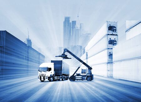 The world logistics  background or transportation Industry or shipping business, Container Cargo  shipment , truck delivery, airplane , import export Conceptの写真素材