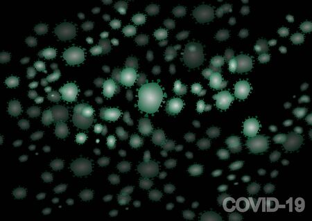 Image of Flu COVID-19 virus cell  or disease cell under the microscope. as illustration :  Coronavirus Covid-19 outbreak influenza background.の写真素材