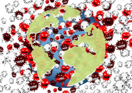  coronavirus COVID-19.  Cartoon virus vector Illustration conceptの写真素材