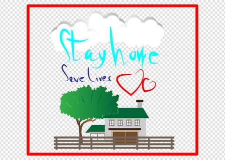 Stay at home save lives. Coronavirus Covid-19, quarantine motivational phrase.の写真素材