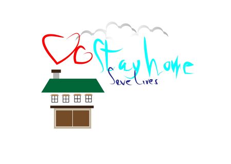 Stay at home save lives. Coronavirus Covid-19, quarantine motivational phrase.の写真素材