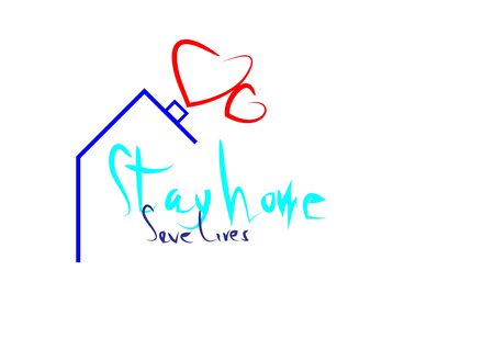 Stay at home save lives. Coronavirus Covid-19, quarantine motivational phrase.の写真素材