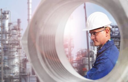 Double exposure of  engineering  with Chemical Industry, Storage Tank , Industrial Plant, Refinery...