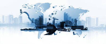 The world logistics  background or transportation Industry or shipping business, Container Cargo  shipment , truck delivery, airplane , import export Conceptの写真素材