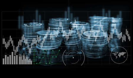 International financial consulting for finance and banking concept with rows coins for business...