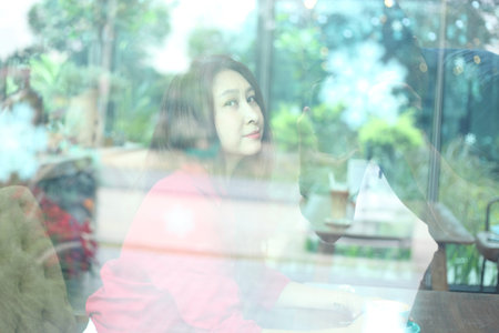 woman relax in coffee shop