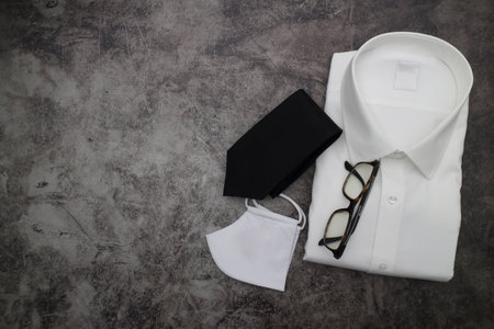 White shirt isolated on floor backgroundの写真素材