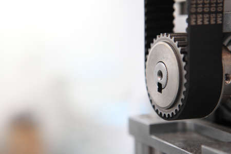pulley gear,Car engine closeup, focus on pulleyの写真素材