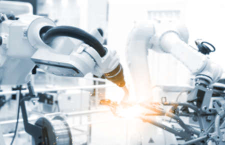 Technical Industrial Engineer control robotics with monitoring system software, Automation robot arm.Welding robotics and digital manufacturing operation.factory automotive industrial conceptの写真素材