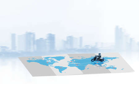 motorcycle delivery or Fast and free delivery by scooter. Food service or Delivery of takeaway on scooter  Express food delivery service from cafes and restaurants.の写真素材