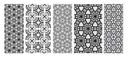5 seamless pattern ,  black and white seamless pattern , Abstract ethnic geometric pattern design...
