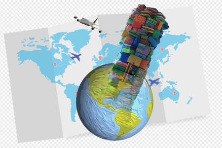 Travel composition with famous world landmarks. Travel and Tourism concept.の写真素材