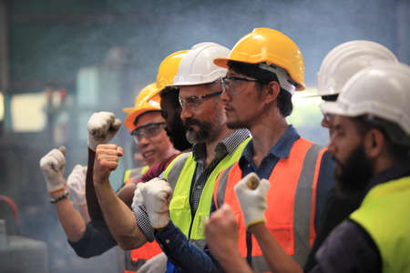 engineer team  full skill quality for maintenance and training  in industry factory worker , warehouse Workshop for factory operators, mechanical engineering team production.の写真素材