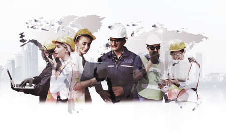 engineer  working in container area  logistics transportation import export or shipping industry , delivery  and logistics concept container truck  transport or free-zone areaの写真素材