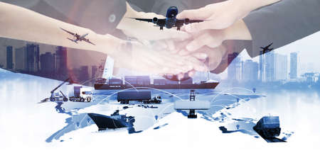 The world logistics  background or transportation Industry or shipping business, Container Cargo ...