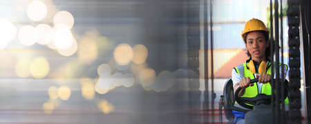 Team of  people, worker  Foreman, enginee in shipping yard. Concept of transportation, logistics.の写真素材