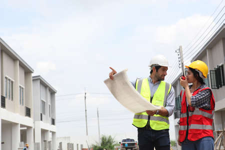 engineering team or worker team they are working at construction site