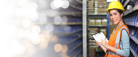 worker in warehouse,   Working at warehouse.International export business conceptの写真素材