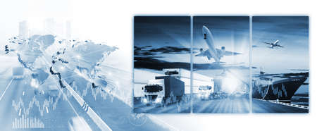 Logistics and transportation of world Container Cargo ship logistic import export and transport industry backgroundの写真素材