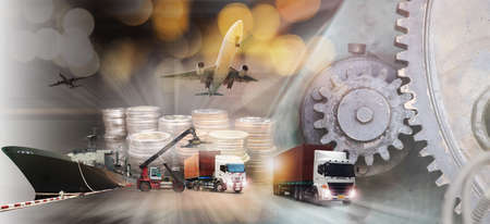 The world logistics  background or transportation Industry or shipping business, Container Cargo  shipment  truck delivery airplane  import export Conceptの写真素材