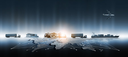 The world logistics  background or transportation Industry or shipping business, Container Cargo  shipment  truck delivery airplane  import export Conceptの写真素材