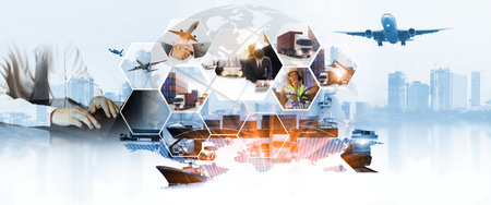 Business of  the world  logistic network distribution or transportation Industry or shipping business, Container Cargo  shipment , truck delivery, airplane , import export Conceptの写真素材