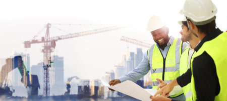 engineering team working on site