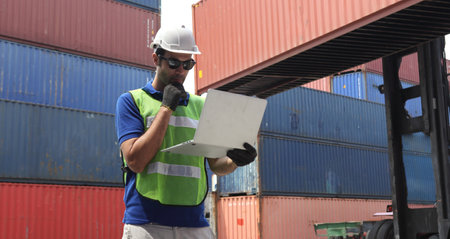 man working at logistics industryの写真素材