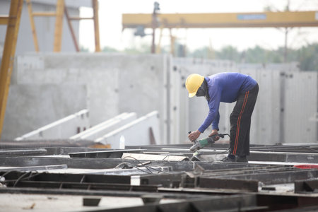 engineering team working on siteの写真素材