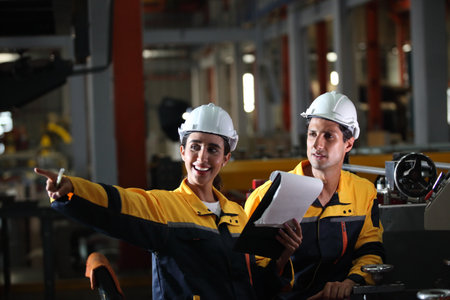 engineering team working on siteの写真素材