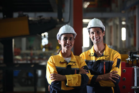 engineering team working on siteの写真素材