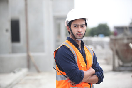 engineer team working at construction  industry areaの写真素材