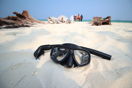 Snorkeling Laid on sea beach  summer of vacationの写真素材