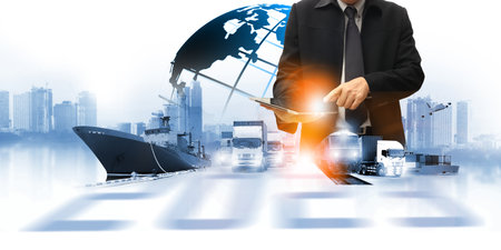 Business of  the world  logistic network distribution or transportation Industry or shipping business, Container Cargo  shipment , truck delivery, airplane , import export Conceptの写真素材
