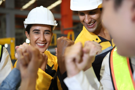 engineer team standing at industry.