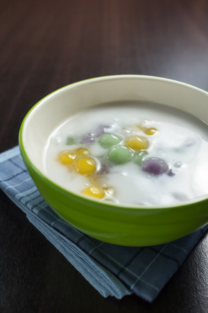 Dumplings in coconut cream Bua Loi Dessert of Thailandの写真素材
