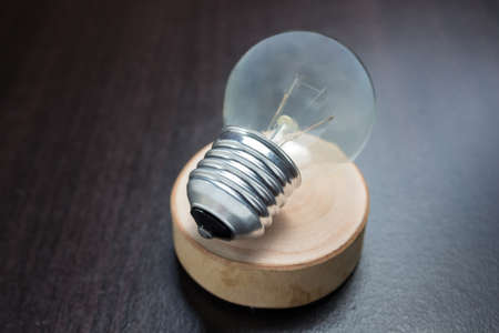 electric lamp on the wood lamp on the woodの写真素材