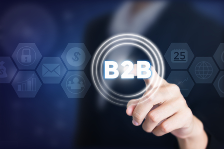 Business women holding posts in B2B. Can be used in advertising.の写真素材