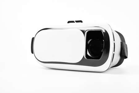Close Up of virtual reality helmet on white background.の写真素材