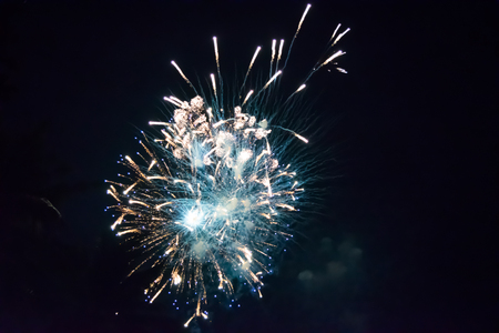 The colorful light of fireworks at The New Year's night at Pattaya beach, Thailandの写真素材