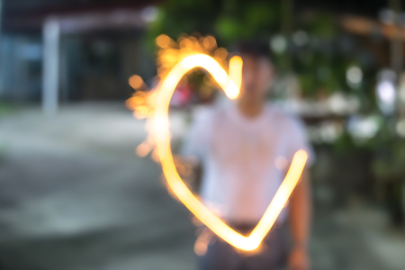 Blurred light movement of heart concept for love season of Valentine dayの写真素材