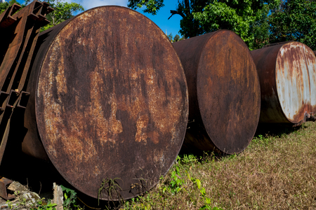 The old rusty water tank at  E-Thong village, Pilok,Thong Pha Phum National Park, Kanchanaburi...