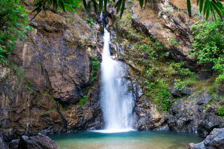 View of Jokkradin Waterfall at Thong Pha Phum National Park, Kanchanaburi, Thailandの写真素材