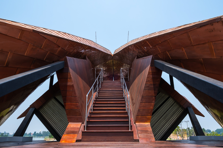 Nakhon Sawan, Thailand - April 12, 2019: View of Pasan, the memorial building for the origin of Chao Phraya River in Nakhon Sawan, Thailand. This is the new location landmark for traveling in the cityのeditorial素材