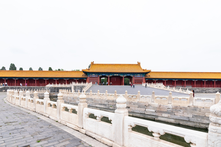 Beijing, China - May 20, 2018: The iconic hot-spots view of people traveling at Forbidden city which is a palace complex in central Beijing, China.のeditorial素材